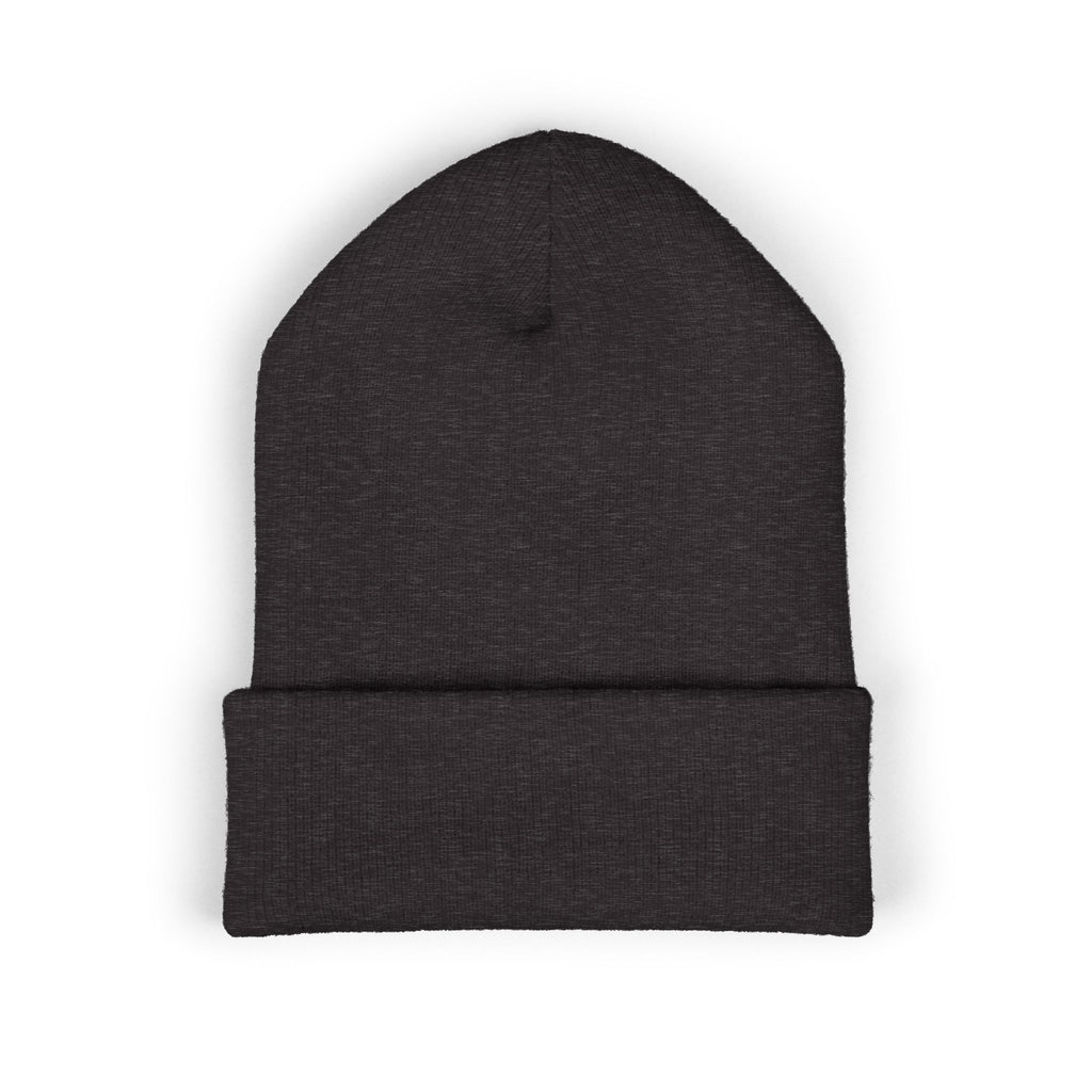Embroidered Black Cuffed Beanie
