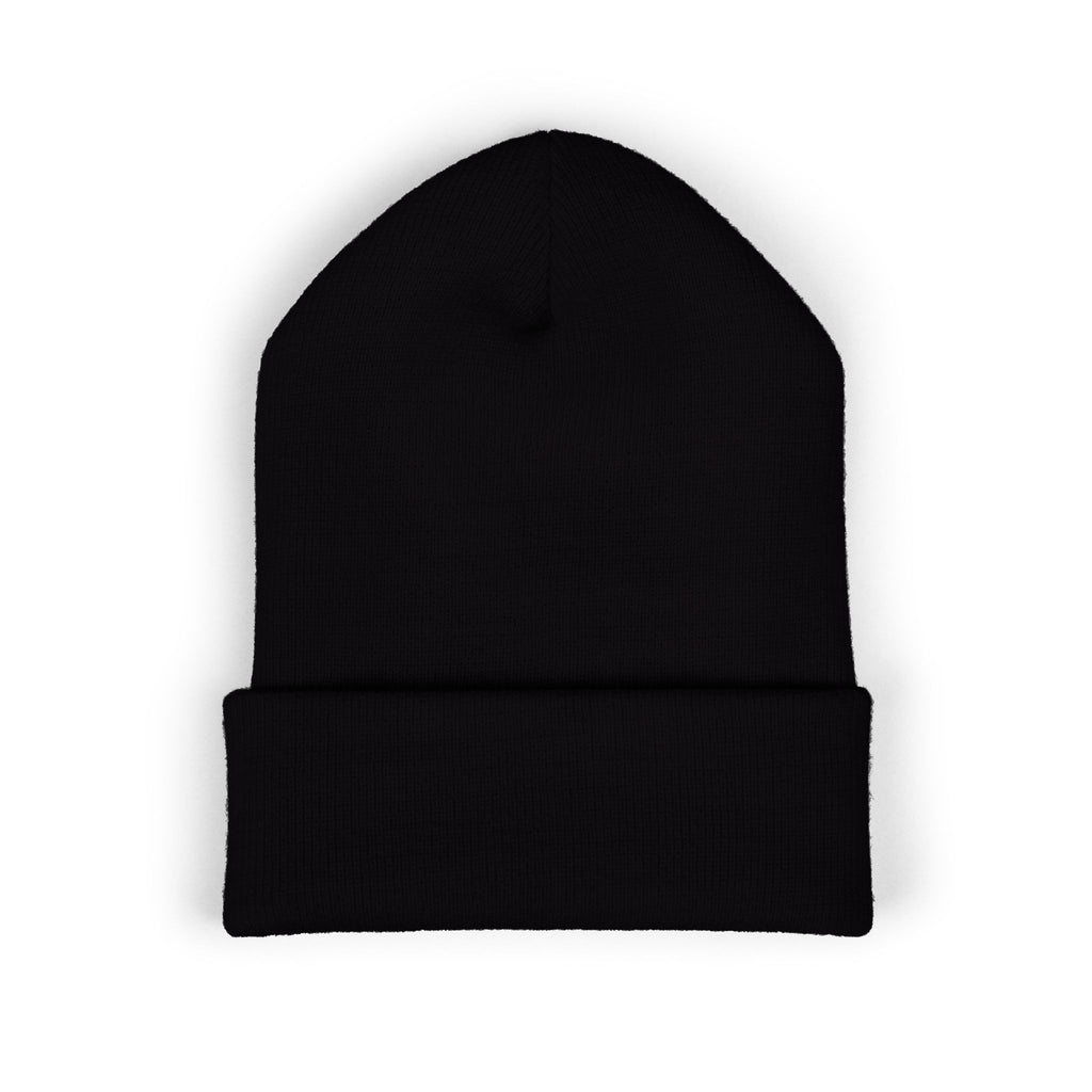 Embroidered Black Cuffed Beanie