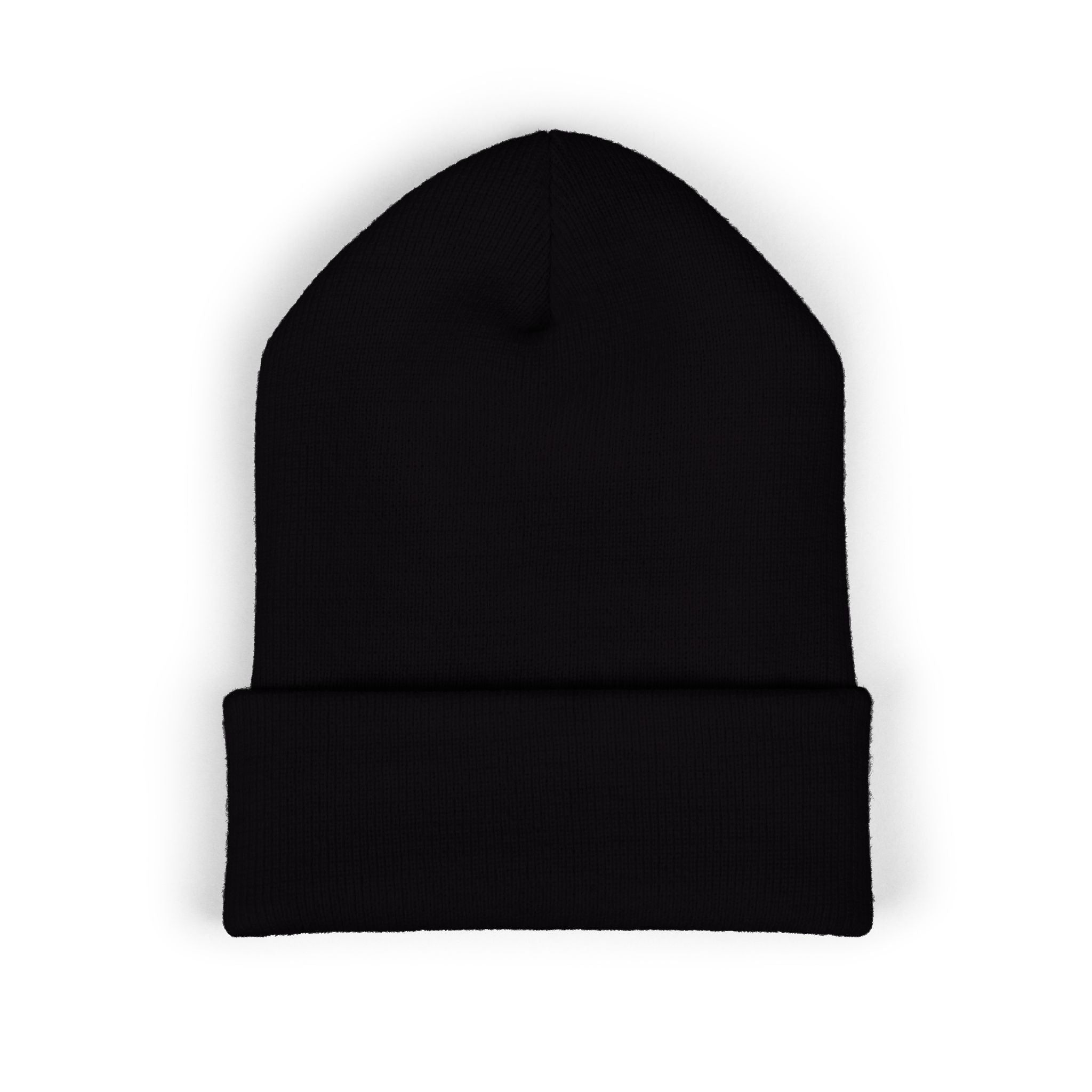 Embroidered Black Cuffed Beanie
